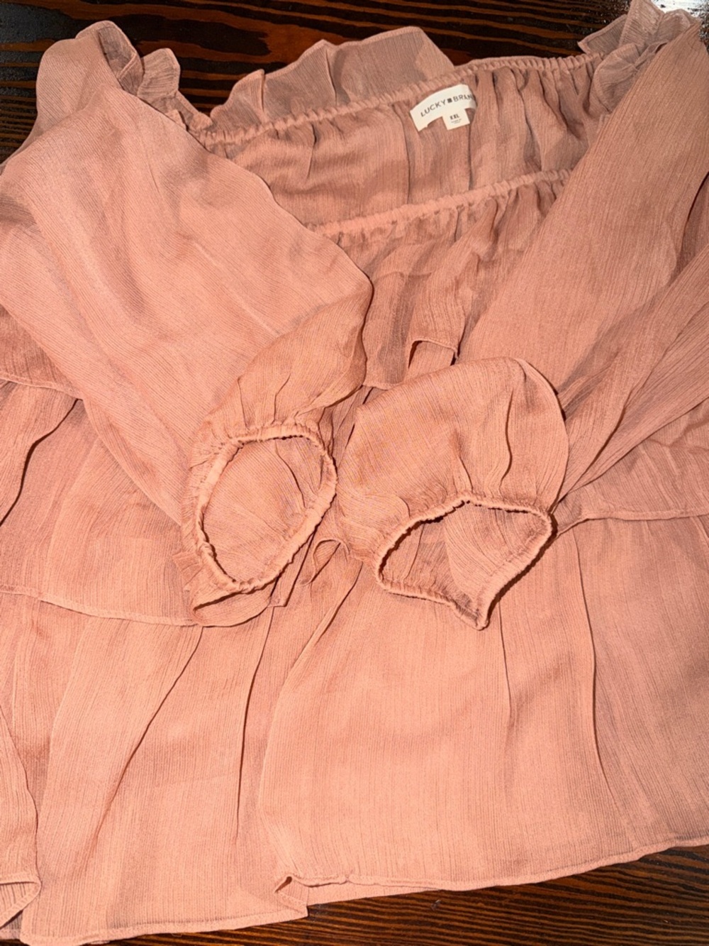 Lucky brand off-Shoulder Tiered Ruffle Blouse in Dusty Rose size 2X - Picture 8 of 10